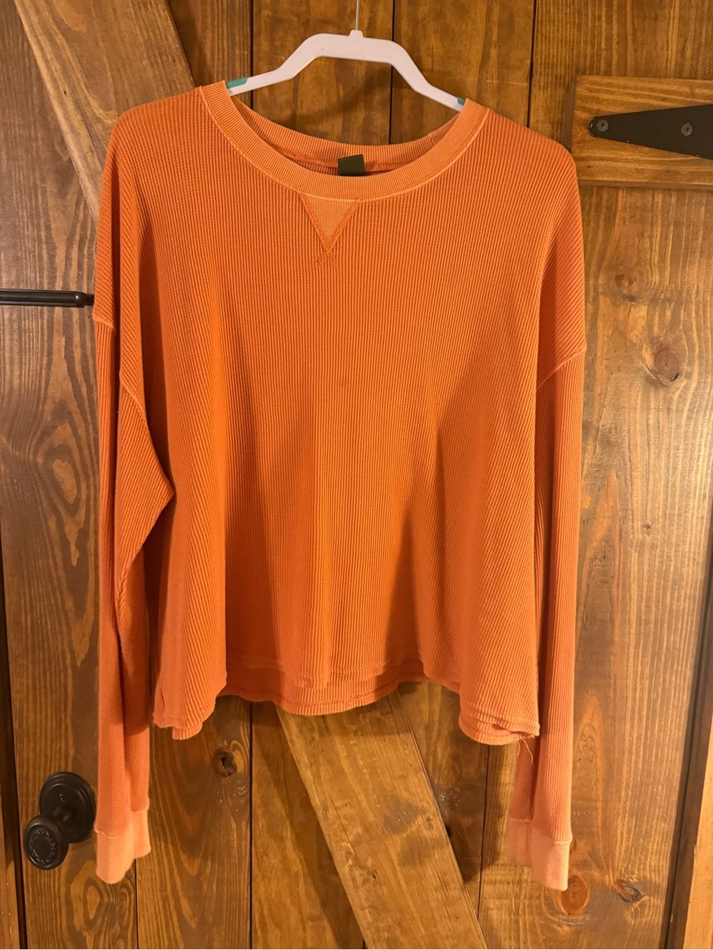 wild fable Orange Waffle-Knit Long Sleeve Top